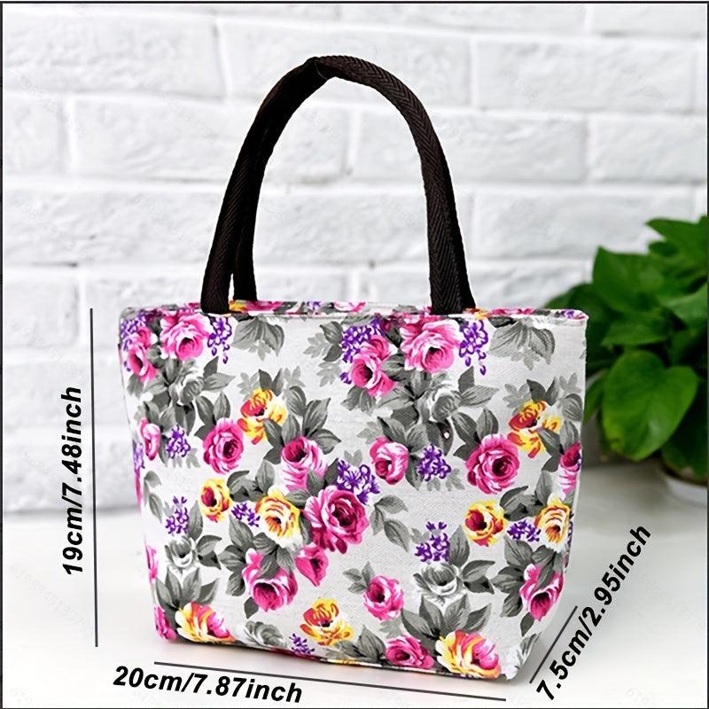 Floral Print Canvas Shoulder Bag Handbag