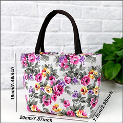 Floral Print Canvas Shoulder Bag Handbag