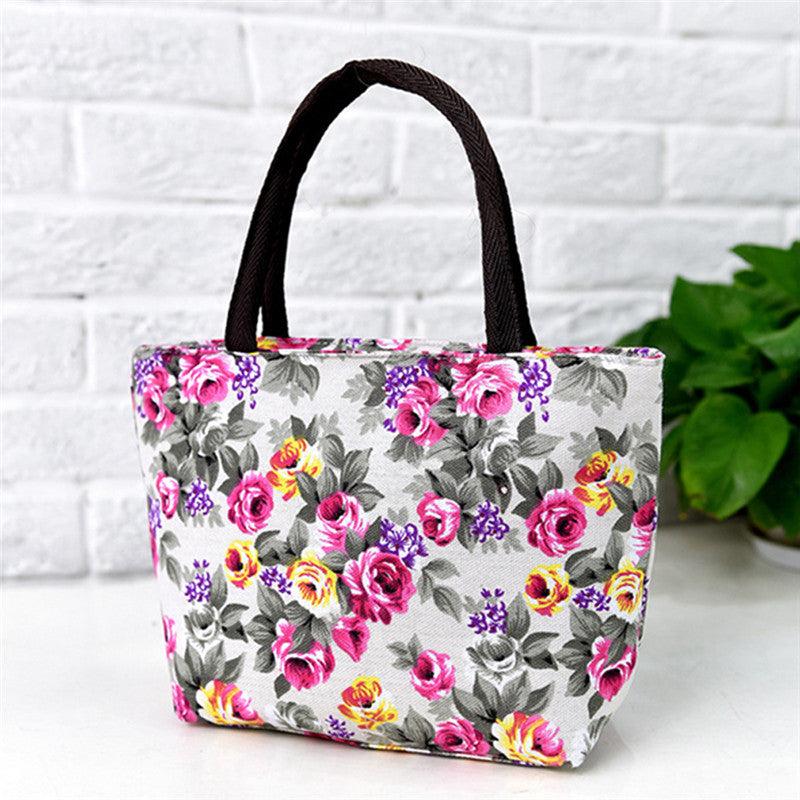 Floral Print Canvas Shoulder Bag Handbag