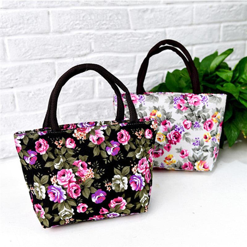 Floral Print Canvas Shoulder Bag Handbag