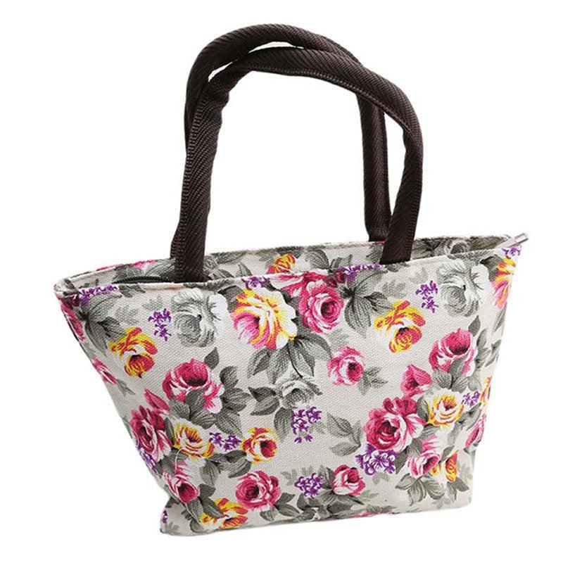 Floral Print Canvas Shoulder Bag Handbag