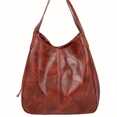 Vintage PU Leather Shoulder Bag Large Capacity Hobo Bag Double Strap Tote