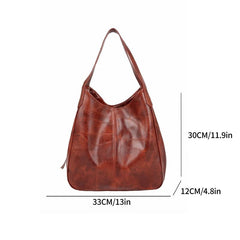 Vintage PU Leather Shoulder Bag Large Capacity Hobo Bag Double Strap Tote