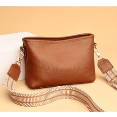 Litchi Embossed Crossbody Bag Vintage Leather Purse Women's Handbag