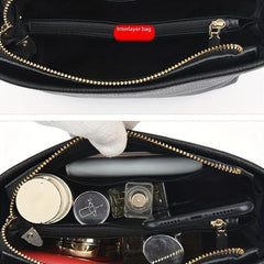 Litchi Embossed Crossbody Bag Vintage Leather Purse Women's Handbag