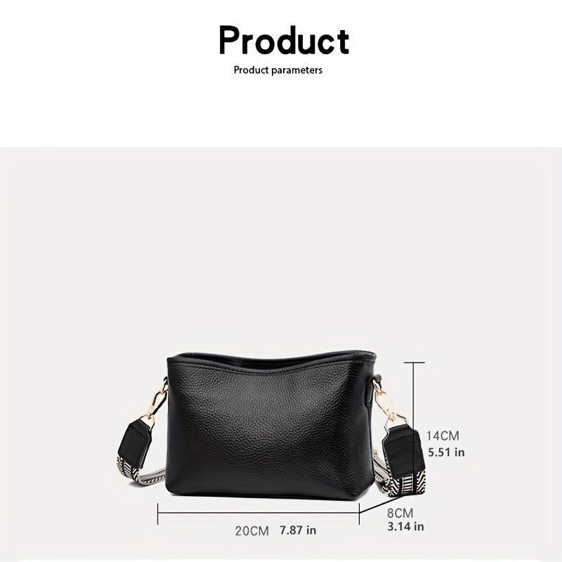 Litchi Embossed Crossbody Bag Vintage Leather Purse Women's Handbag