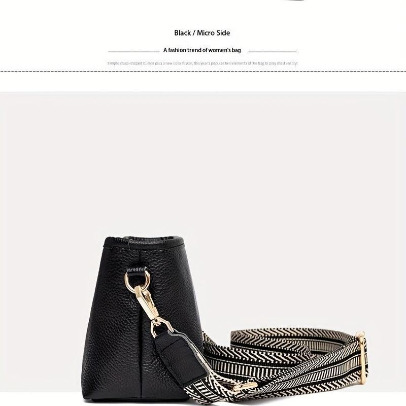 Litchi Embossed Crossbody Bag Vintage Leather Purse Women's Handbag