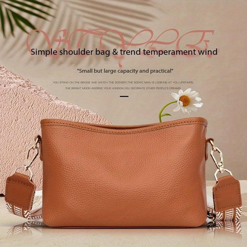 Litchi Embossed Crossbody Bag Vintage Leather Purse Women's Handbag
