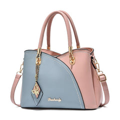 Block Butterfly Pendant Shoulder Bag Large Capacity PU Leather Handbag