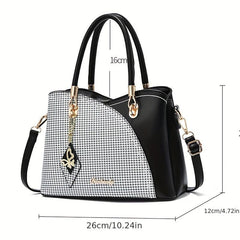 Block Butterfly Pendant Shoulder Bag Large Capacity PU Leather Handbag