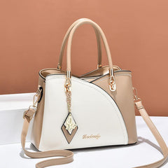 Block Butterfly Pendant Shoulder Bag Large Capacity PU Leather Handbag