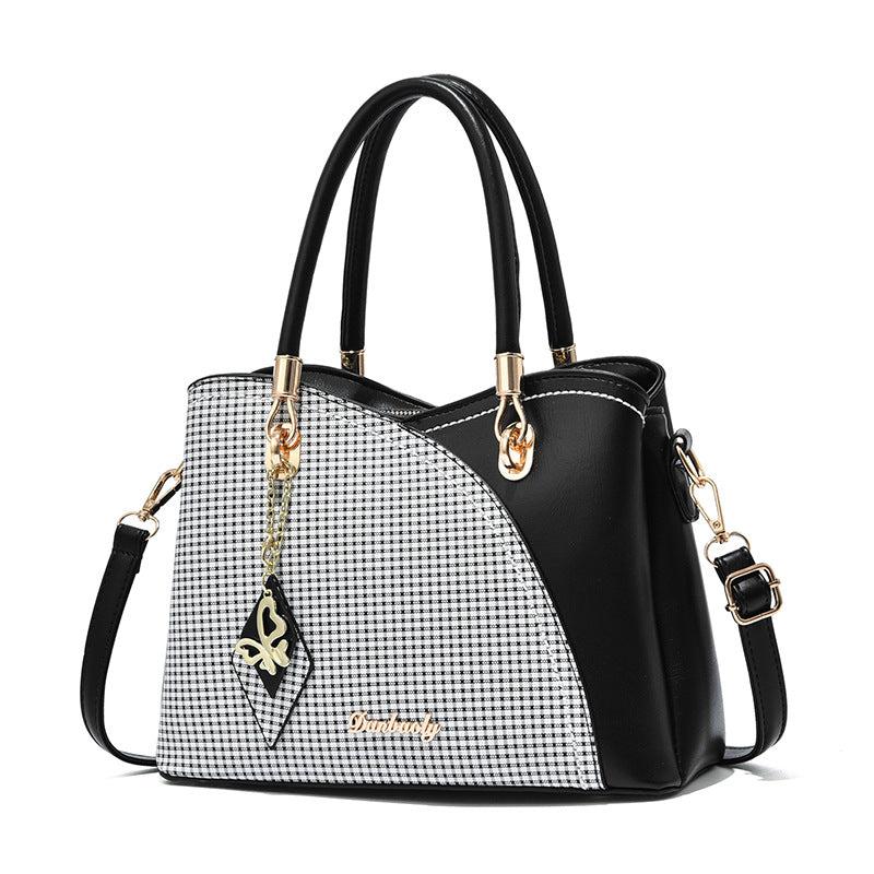 Block Butterfly Pendant Shoulder Bag Large Capacity PU Leather Handbag