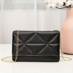 Argyle Embossed Crossbody Bag Acrylic Chain Small Square Purse