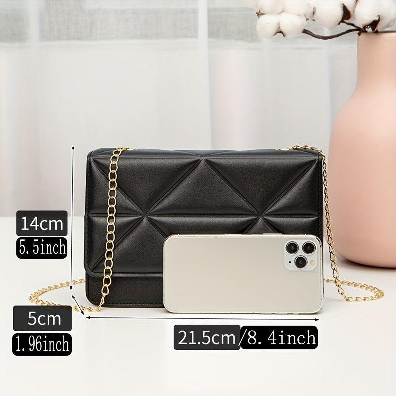 Argyle Embossed Crossbody Bag Acrylic Chain Small Square Purse
