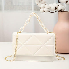Argyle Embossed Crossbody Bag Acrylic Chain Small Square Purse