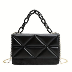 Argyle Embossed Crossbody Bag Acrylic Chain Small Square Purse