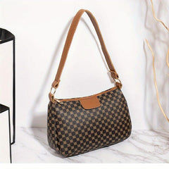 Geometric Pattern Baguette Bag Zipper Shoulder Purse Women's Handbags