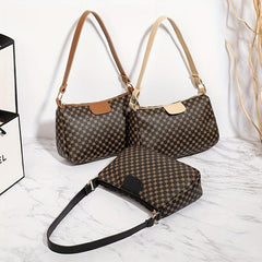 Geometric Pattern Baguette Bag Zipper Shoulder Purse Women's Handbags