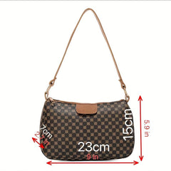 Geometric Pattern Baguette Bag Zipper Shoulder Purse Women's Handbags