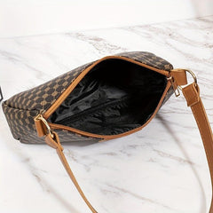 Geometric Pattern Baguette Bag Zipper Shoulder Purse Women's Handbags