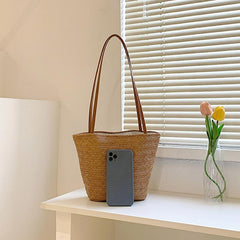 Boho Style Large Straw Woven Tote Bag for Beach Travel