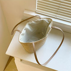 Boho Style Large Straw Woven Tote Bag for Beach Travel