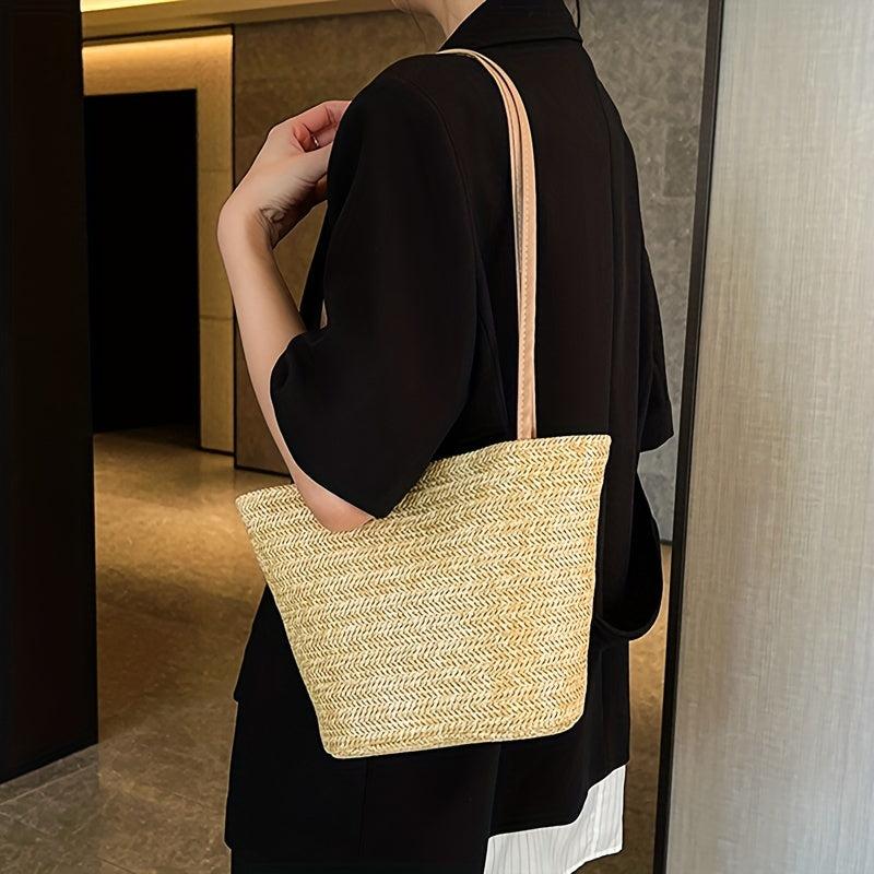 Boho Style Large Straw Woven Tote Bag for Beach Travel