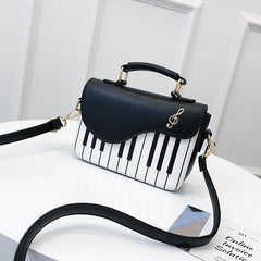 Music Note Print Satchel Handbag Flap Purse Shoulder Bag