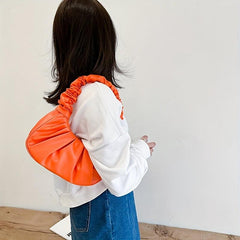 Ruched Handbag Leather Shoulder Bag