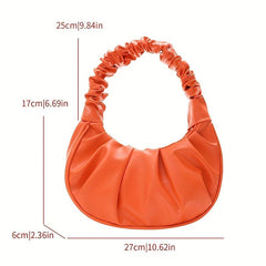 Ruched Handbag Leather Shoulder Bag