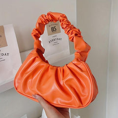 Ruched Handbag Leather Shoulder Bag