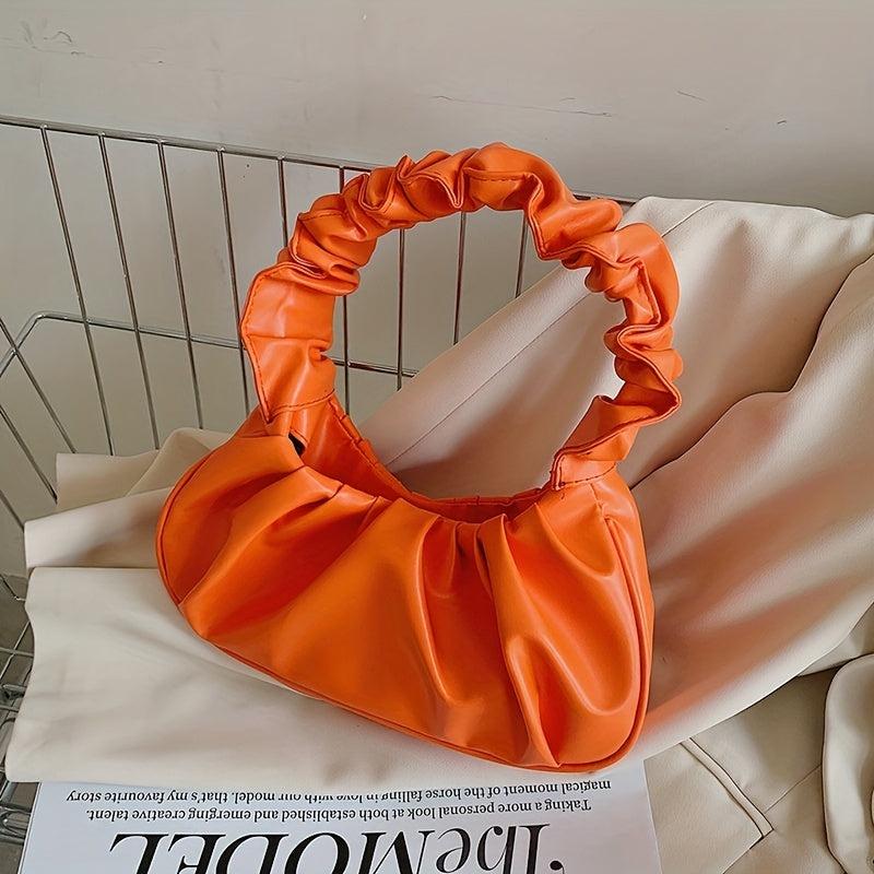 Ruched Handbag Leather Shoulder Bag