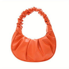 Ruched Handbag Leather Shoulder Bag