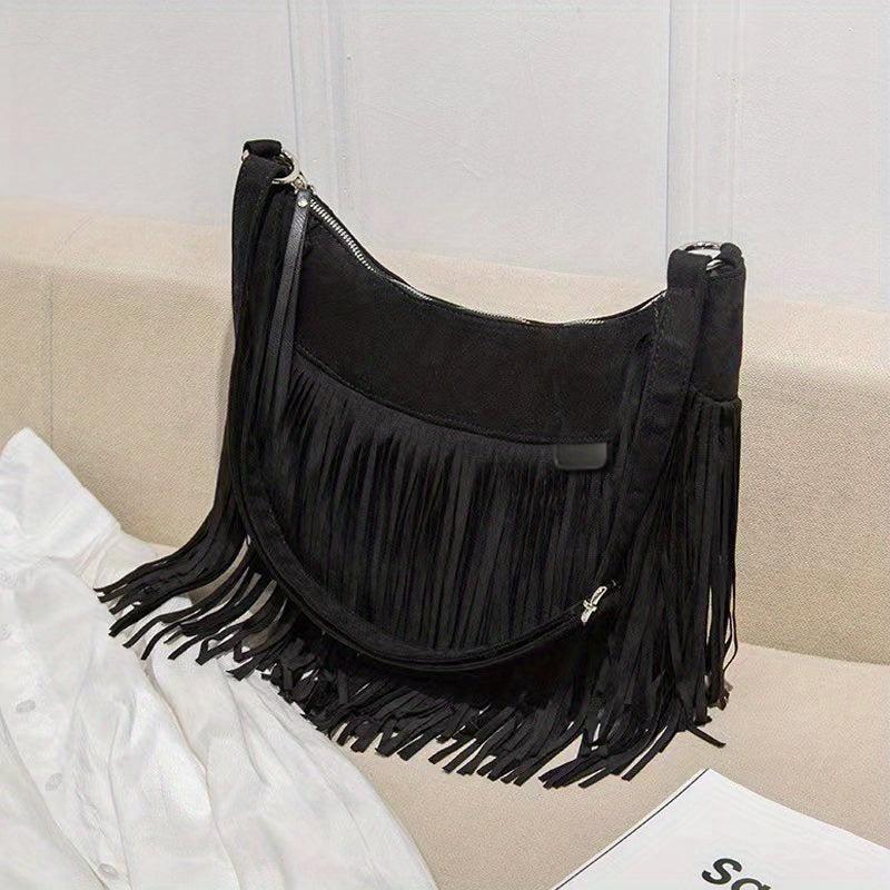 Suede Punk Tassel Messenger Bag