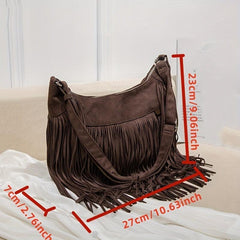 Suede Punk Tassel Messenger Bag