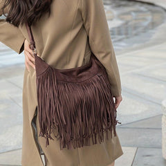 Suede Punk Tassel Messenger Bag