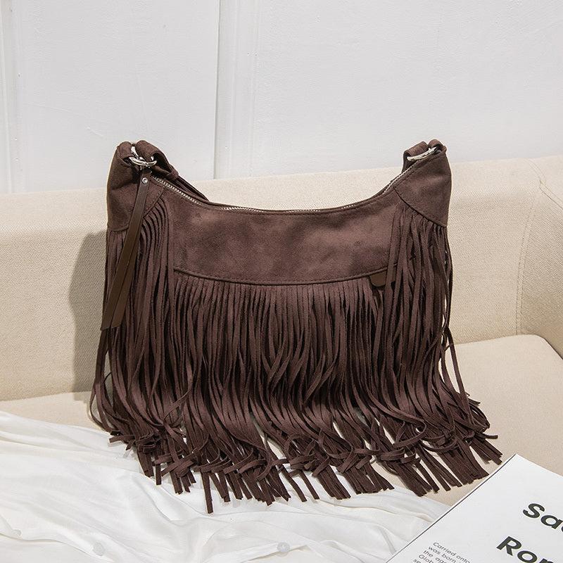 Suede Punk Tassel Messenger Bag