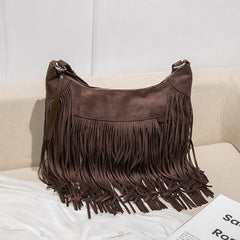 Suede Punk Tassel Messenger Bag