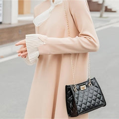 Argyle Quilted Shoulder Bag Chain Strap Tote Bag for Work