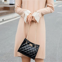 Argyle Quilted Shoulder Bag Chain Strap Tote Bag for Work