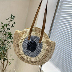 Straw Woven Beach Bag Shoulder Tote Boho Style Bag