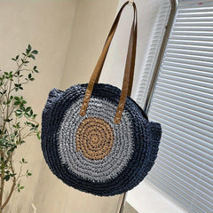 Straw Woven Beach Bag Shoulder Tote Boho Style Bag