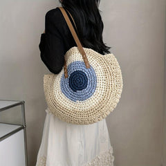Straw Woven Beach Bag Shoulder Tote Boho Style Bag