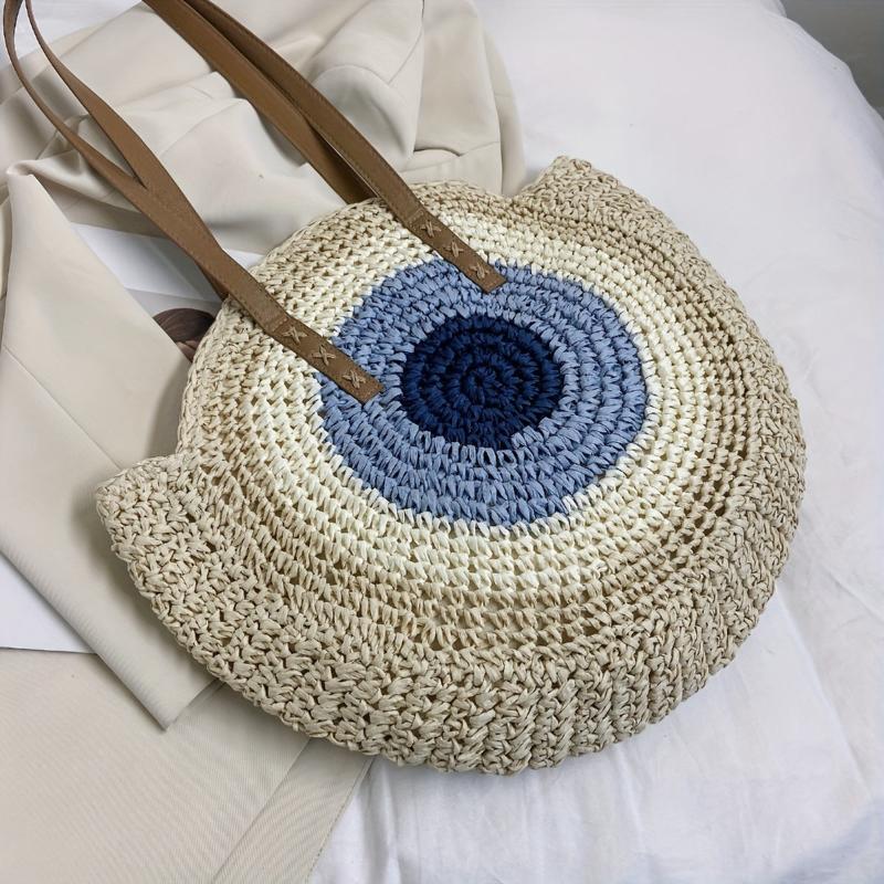 Straw Woven Beach Bag Shoulder Tote Boho Style Bag