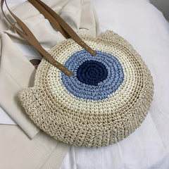 Straw Woven Beach Bag Shoulder Tote Boho Style Bag