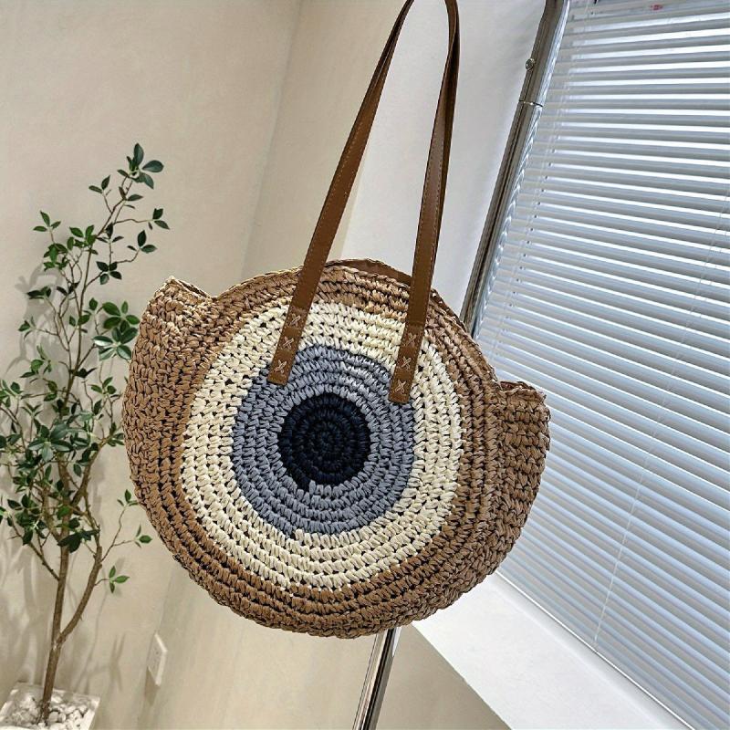 Straw Woven Beach Bag Shoulder Tote Boho Style Bag