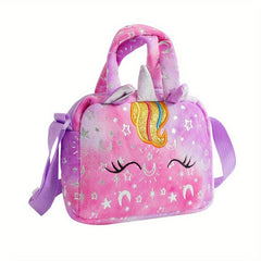 Unicorn Plush Shoulder Bag Tie Dye Purse for Girls