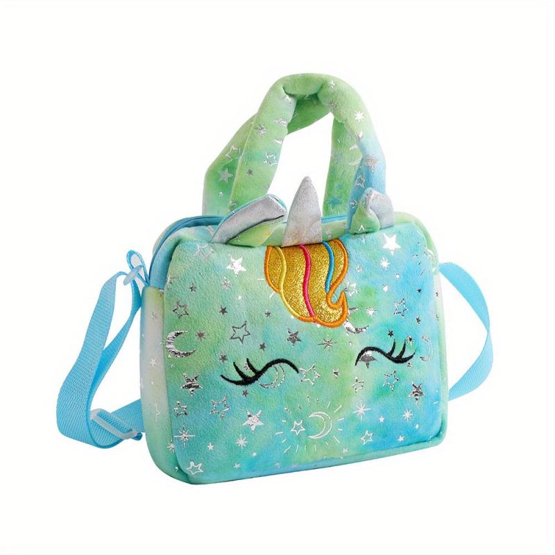 Unicorn Plush Shoulder Bag Tie Dye Purse for Girls