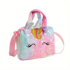 Unicorn Plush Shoulder Bag Tie Dye Purse for Girls