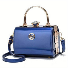 Rhinestone Top Handle Satchel Bag Shoulder Bag PU Leather